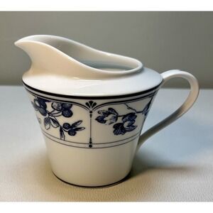 Waterford Town & Country Normandy Creamer Pitcher Blue Floral 4.5" Porcelain EUC